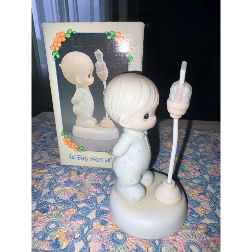 Precious Moments Baby's First Word Figurine 527238 1992 Enesco Boy Microphone